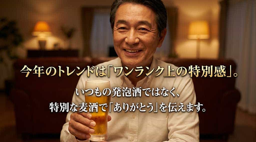 今年のトレンド「ワンランク上の特別感」を伝えるビールのイメージ画像