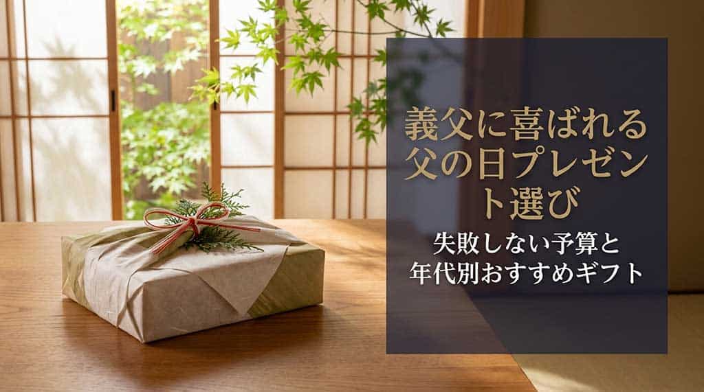 義父に喜ばれる父の日プレゼント選び、失敗しない予算と年代別おすすめギフトの紹介スライド表紙