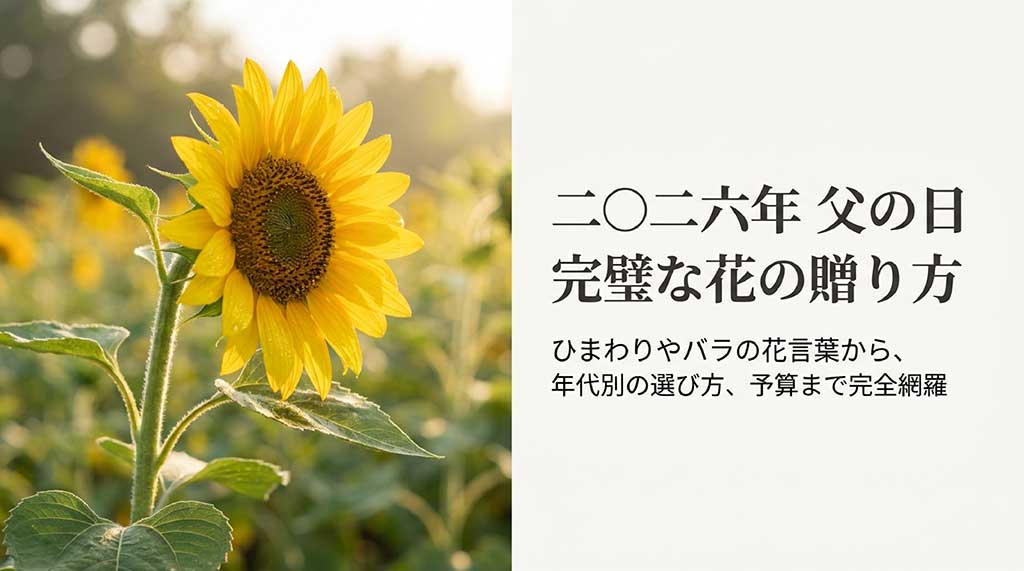 2026年父の日に向けた、ひまわりやバラの選び方、予算、年代別ガイドの表紙画像