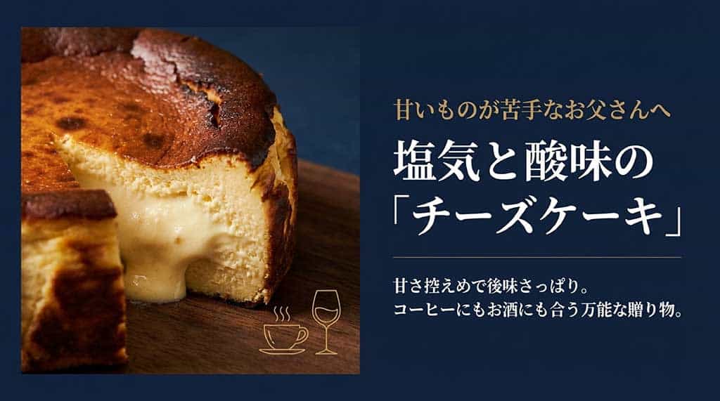 塩気と酸味が特徴の、甘いものが苦手な人でも楽しめる万能なチーズケーキの紹介