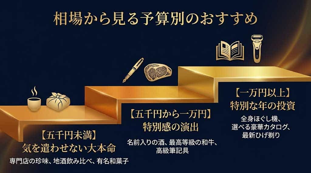 5,000円未満、5,000円〜10,000円、10,000円以上の予算別おすすめギフト例