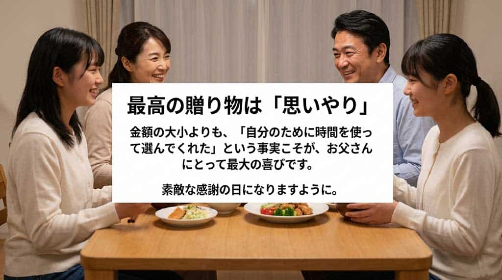 金額よりも「自分のために選んでくれた時間」が最大の喜びであることを伝えるスライド