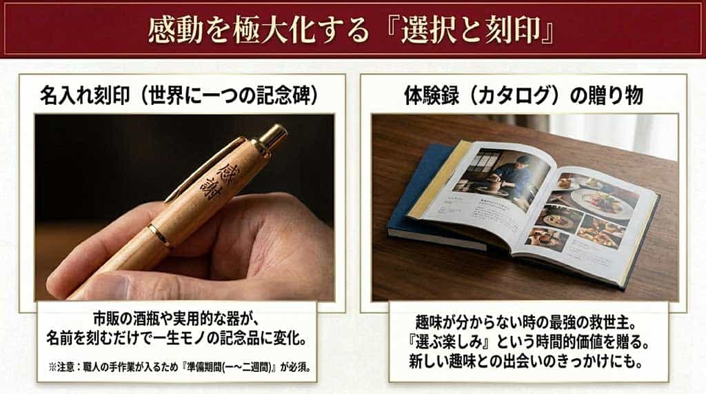 感動を極大化する名入れ刻印サービスと選ぶ楽しみを贈るカタログギフト