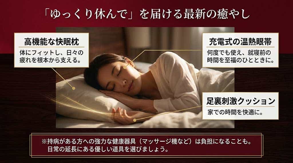高機能枕やホットアイマスクなど、お父さんに癒やしを届ける快眠グッズ