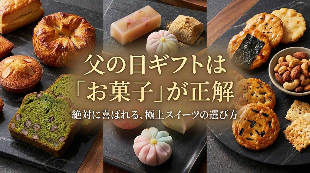 父の日ギフトにお菓子が正解とされる理由と絶対に喜ばれる極上スイーツの選び方を解説したアイキャッチ画像