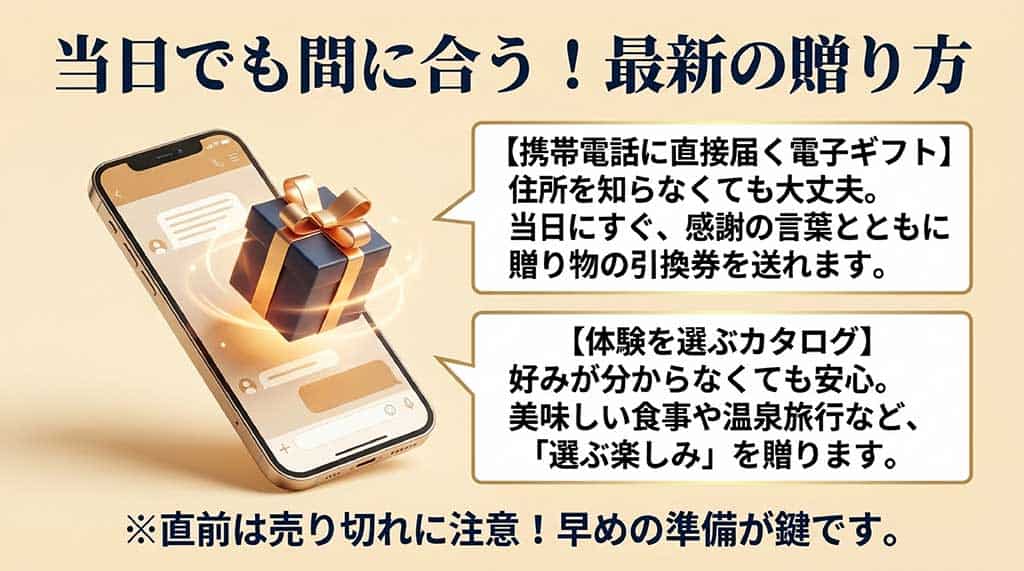 住所不要で届くeギフトと選ぶ楽しみを贈る体験型カタログギフトのメリット