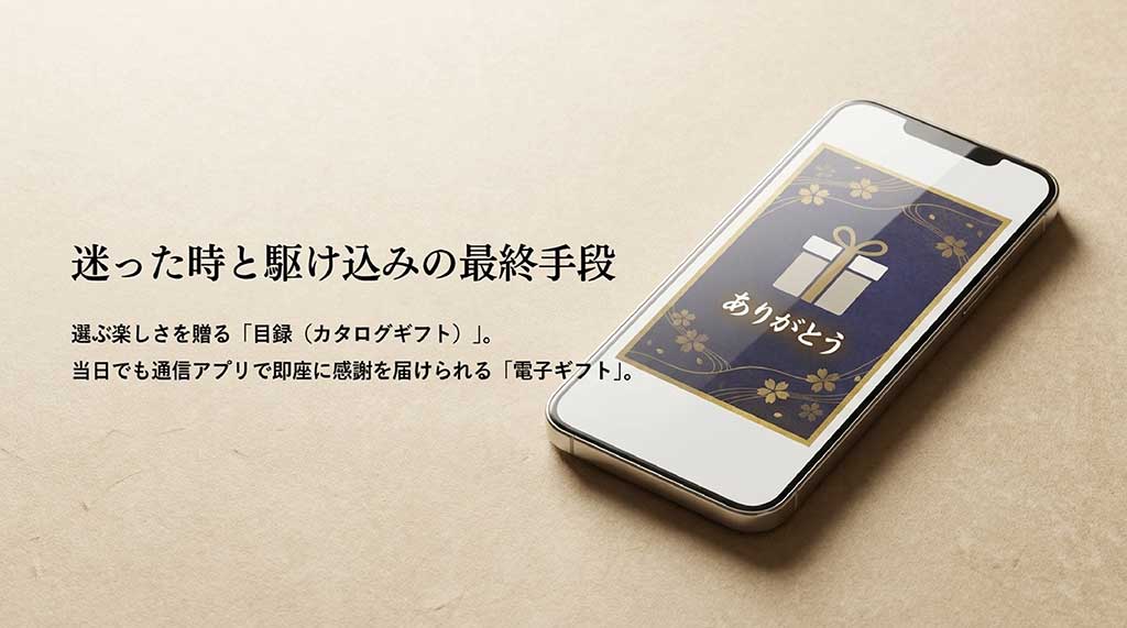 迷った時のカタログギフトや、当日でもスマホで贈れる電子ギフトのメリット解説