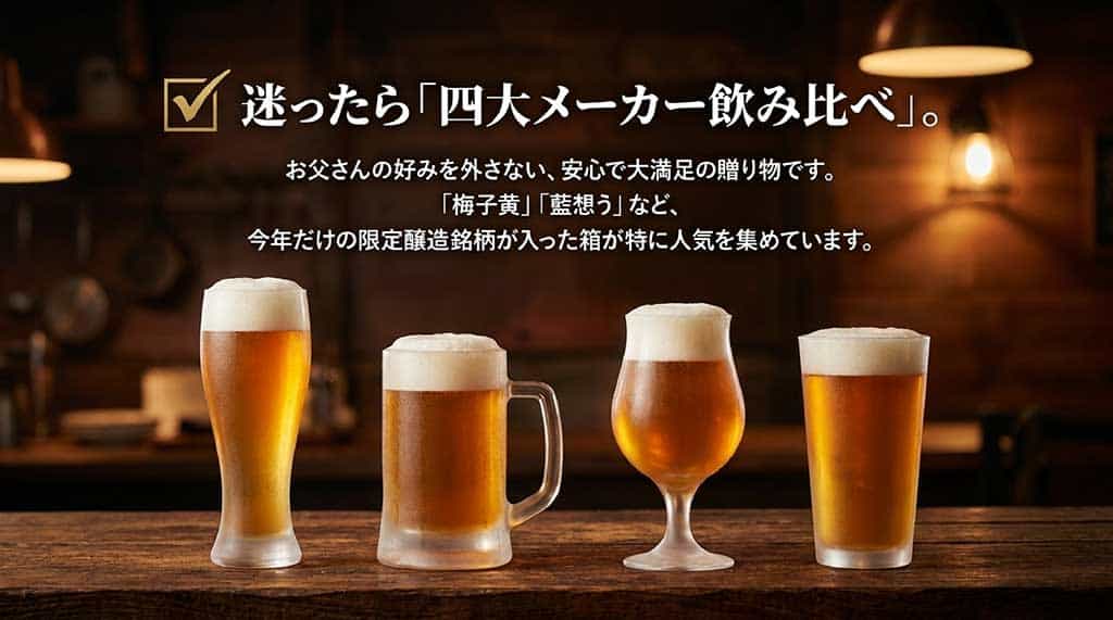 アサヒ・キリン・サントリー・サッポロの飲み比べセットと2026年限定銘柄「梅子黄」「藍想う」の紹介